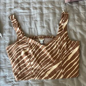 Brown and Cream Striped Women's Top